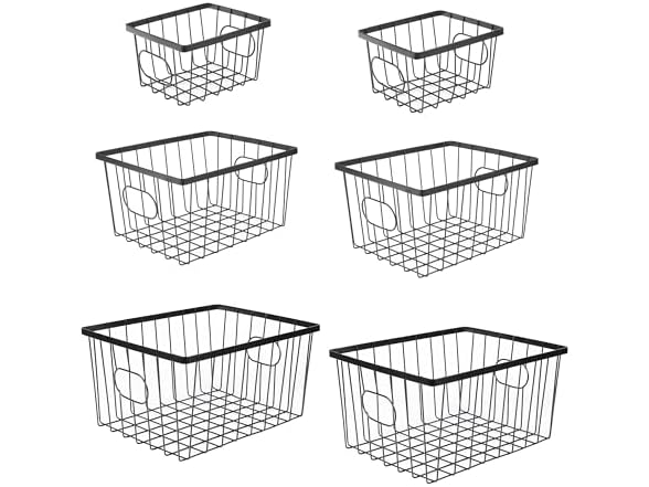 Vintage Industrial Wire Metal Nesting Baskets (Set of 6)