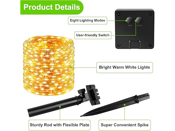 Brightever Solar String Lights 288ft, Warm White