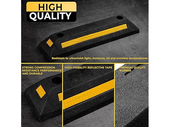 Zone Tech TS0006 Heavy Duty Rubber Parking Guide- 21" 2Pk