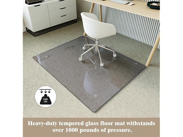 Koonmi Grey Glass Chair Mat 36" x 46"