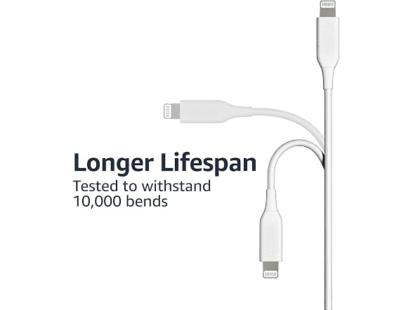 Amazon Basics 2-Pack Apple MFi Certified USB-A to Lightning Cable