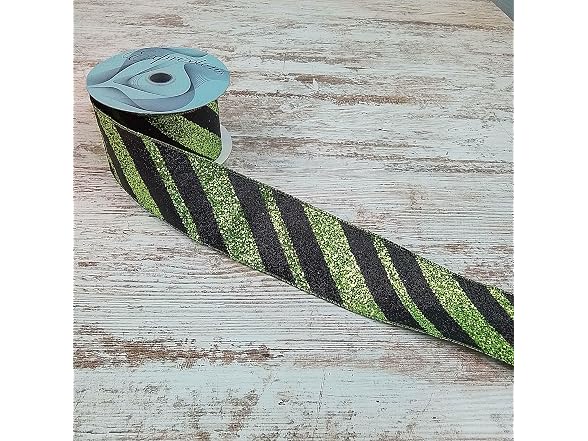 Black Lime Green Glitter Diagonal Stripe