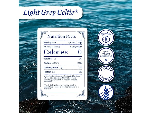 Celtic Sea Salt Light Grey Coarse, Unrefined, 8 oz Bag
