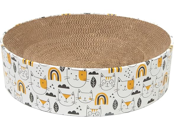 Kitty City Cat Print Corrugate Scratcher Bed - Round