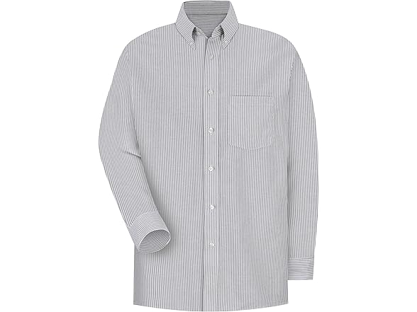 Red Kap Men's LS Oxford Executive Shirt Grey Stripe