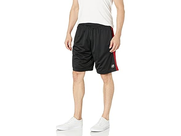 Southpole Men's Black/Red Mesh Shorts (S)