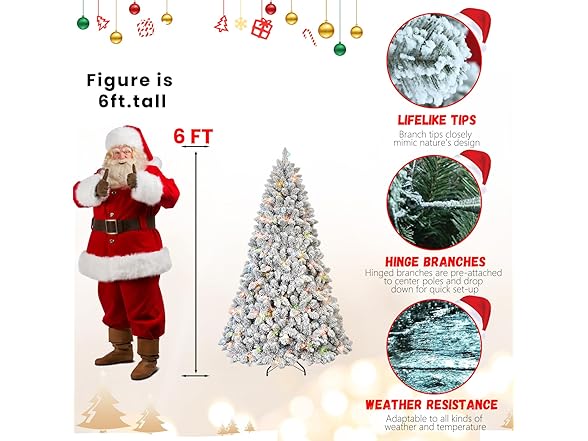 MARCOLOR 6FT Flocked Christmas Tree