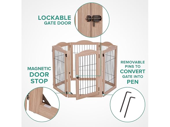 Arf Pets Dog Gates With metal 6 Panels Walnut