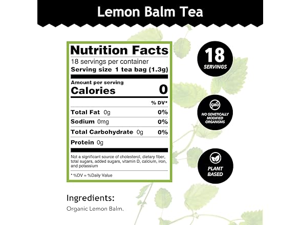 18CT Buddha Teas Organic Lemon Balm - OU Kosher