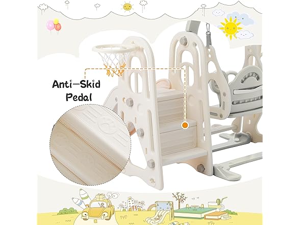 SPOFLYINN 3 in 1 Toddler and Swing Set