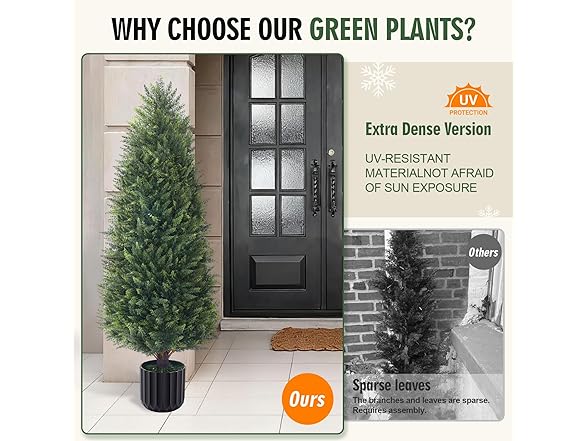 Set of 2 4FT Artificial Cedar Topiary Trees