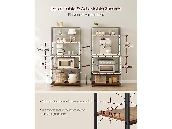VASAGLE Bakers Rack with Power Outlet