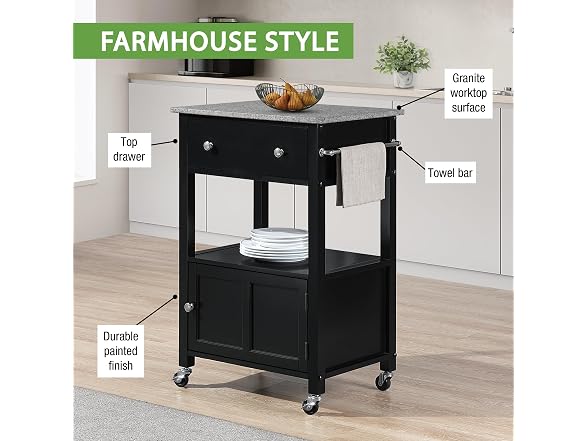 OSP Fairfax Farmhouse Kitchen Cart Black