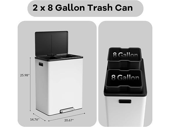 OUTLANE 16 Gal Step-On Recycling Bin