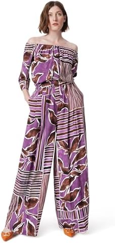 DEE OCLEPPO DO Womens Violet Off the Shoulder 3/4 Sleeve Pull On Jumpsuit Standard
