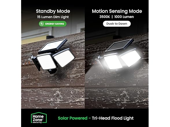 Home Zone 2PK Solar Triple Head Security Light