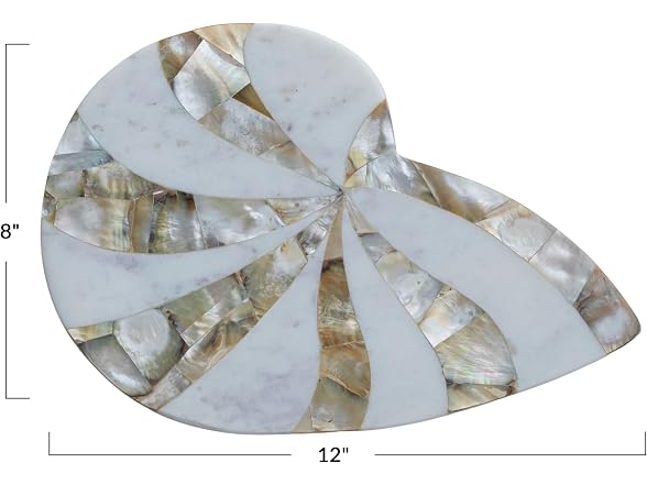 Creative Co-Op Marble Shell-Shaped Cheese Serving Board