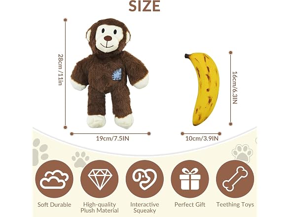 Lewind Dog Squeak Toys Monkey Banana