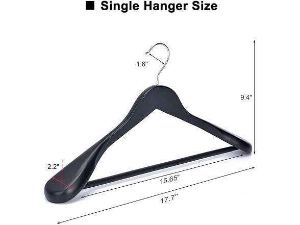 Suptinwear Wide Shoulder Wooden Suit Hangers 6 Pack