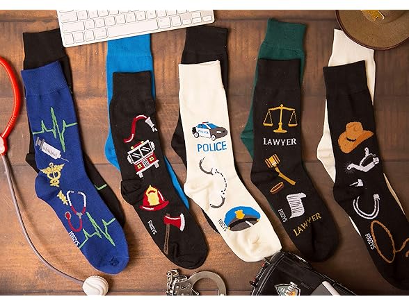 Foozys Police Man Crew Socks 2 Pair 10-13