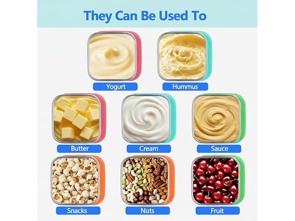 WAWINY 8 Pack Stainless Steel Snack Containers - 6oz