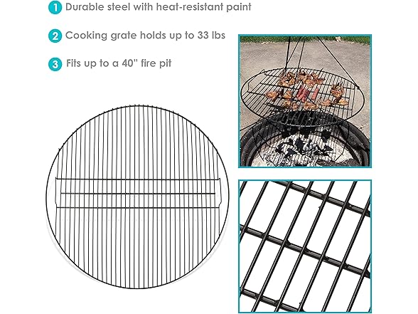 Sunnydaze Round Outdoor Fire Pit Cooking Grate