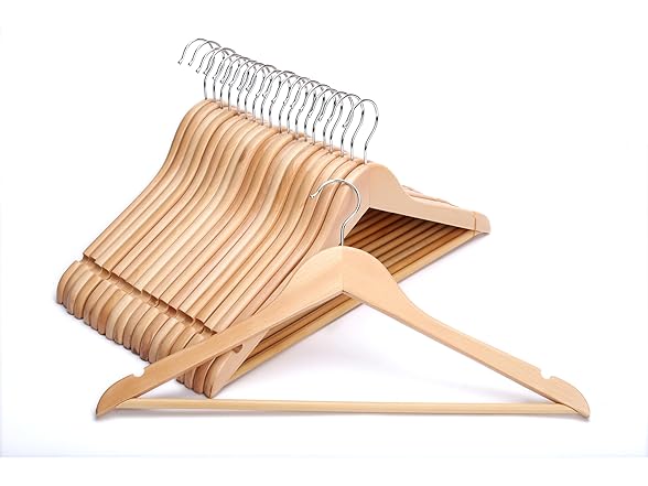 JS Hanger 20 Pack Solid Wooden Hangers