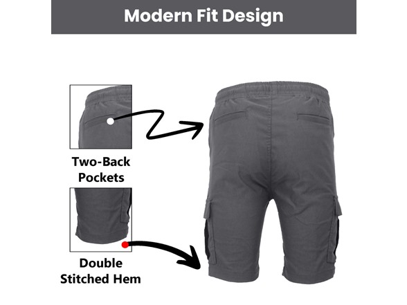 3Pk Mens Super Stretch Cargo Shorts
