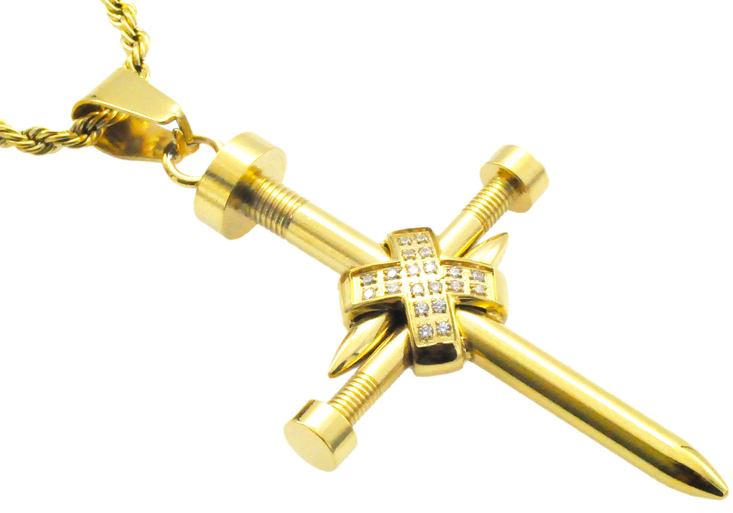 Stainless Steel Nail Cross Necklace - Gallery 5
