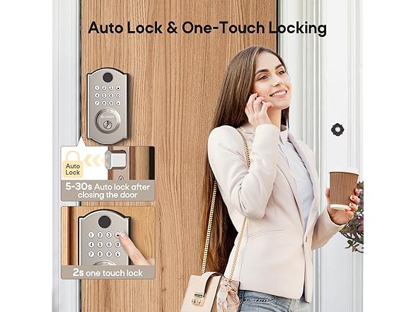 ELAMOR M19-Nickel Fingerprint Door Lock (Nickel)