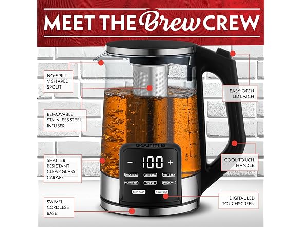 Gourmia Electric Glass Kettle – 1.7L 