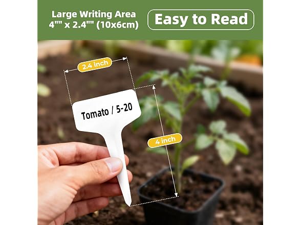 KMOSENIA GAR-93 (2 Pack) Plant Labels, 100 Pack T-Type