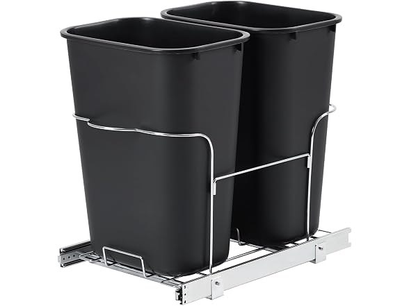 2 x 35 Quart Double Bin Pull-Out Trash Can for Under Kitchen Cabinet,Black 