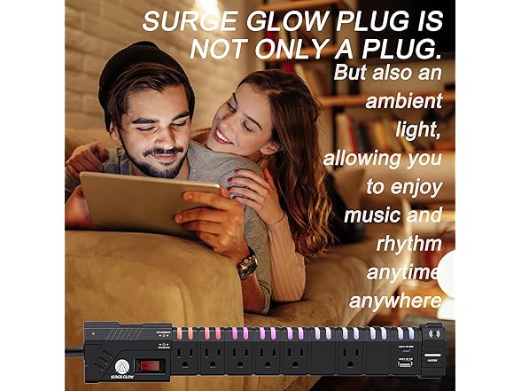 SURGE GLOW 6FT 4200J 6 Outlet RGB Power Strip
