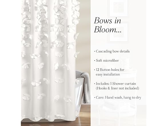 Lush Decor Riley Shower Curtain, 72" W x 72" L, White