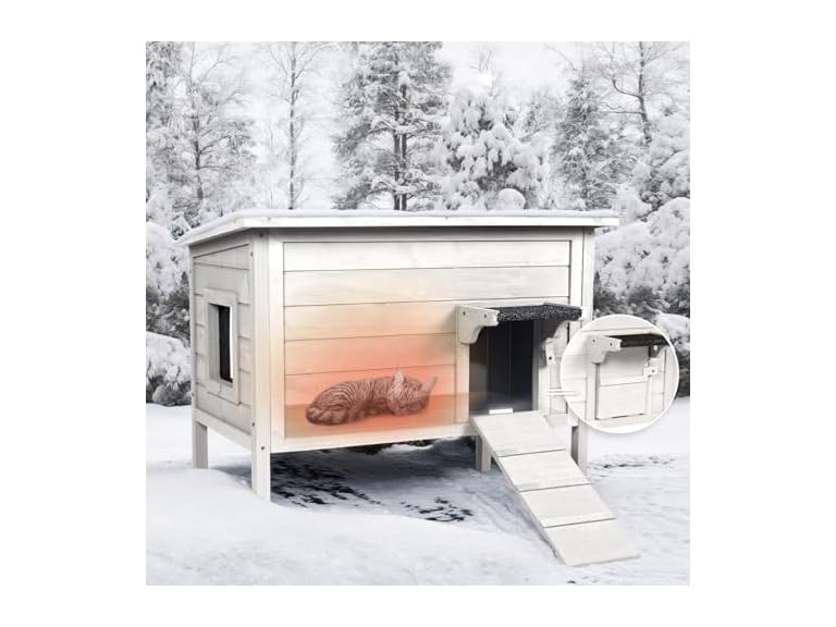 BRIOPAWS LN-12 White Outdoor Cat House White