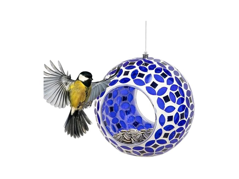 Sunnydaze Decor ZIB-8851 Lavender Mosaic Glass Bird Fee