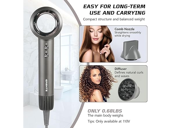 Grey 110,000 RPM Hair Dryer