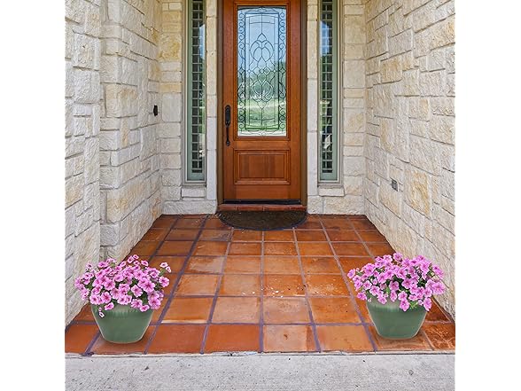 Sunnydaze Round Ceramic Planter - Set of 2