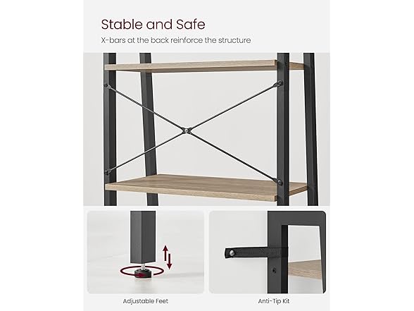 VASAGLE Ladder Shelf, 5-Tier Bookshelf