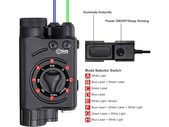 1200 Lumens Tactical Flashlight Dual Laser Combo
