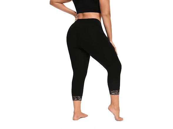 Eliss Women (XL) Modal Capri Lace Trim Leggings