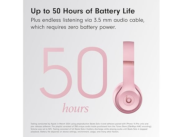 Beats Solo 4 - Wireless On-Ear Bluetooth Headphones, Up to 50-Hour Battery Life, Ultra-Lightweight Comfort, Powerful and Balanced Sound, Apple & Android Compatible - Amazon Exclusive Metallic Pink (Open Box)