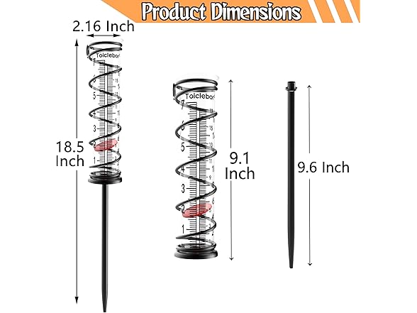 Toiclebor RM-BS7-001 Rain Gauge Outdoor Dual-scale