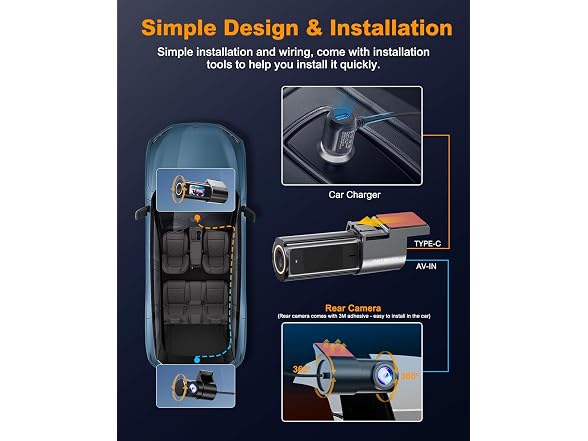 POYBPCY Dash Cam Front and Rear 4K
