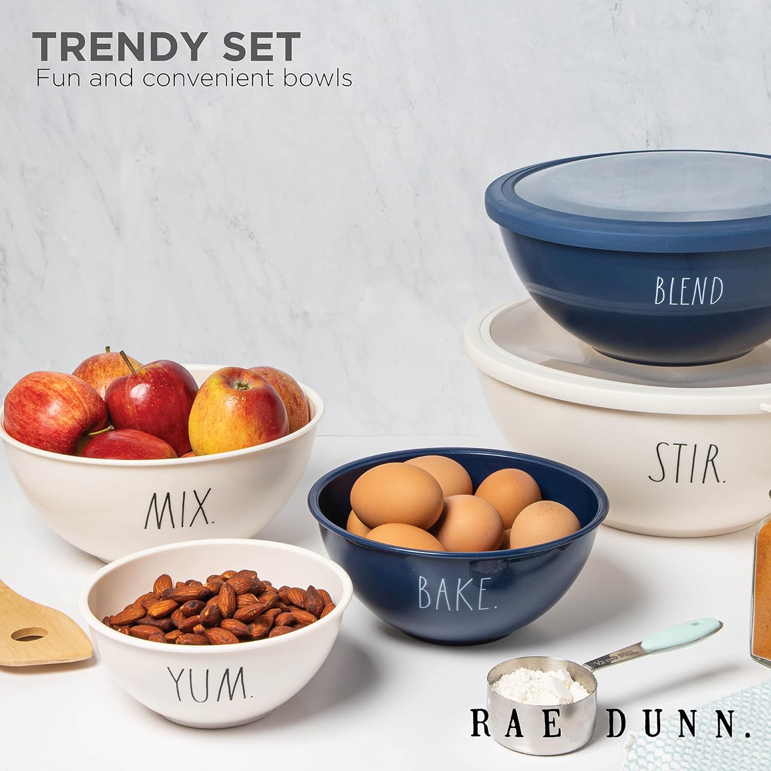 RaeDunn Mixing Bowls with Lids - 10Pc - Gallery 11