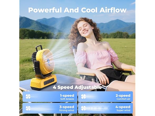 30000mAh Portable Camping Fan with RGB Lantern