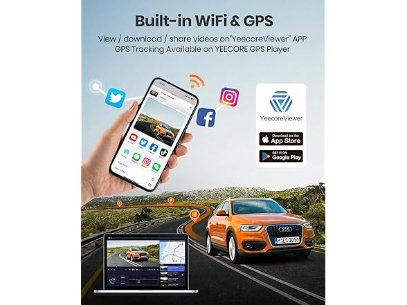 YEECORE 4K Dash Cam Front and Rear