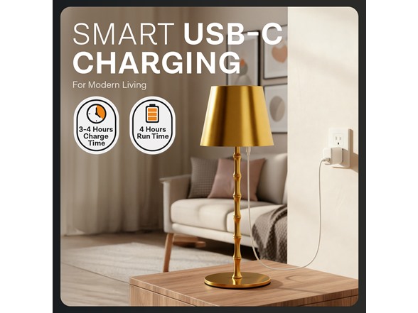 Bell+Howell Bamboo Design Gold Lamp