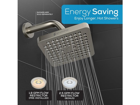 8" Square High Pressure Rain Shower Head